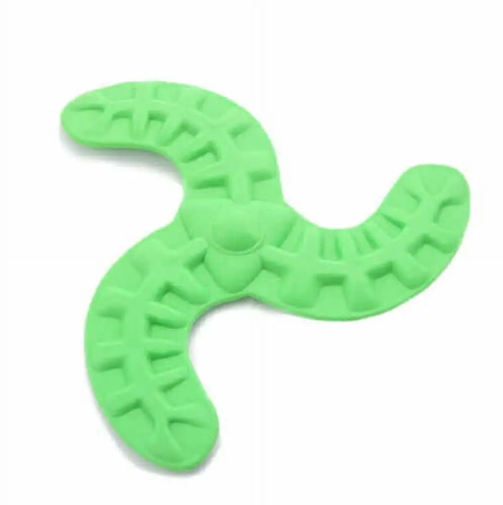 3 Pack Dog Fetch Toy Medium Boomerang Flying Rubber Disc - Green