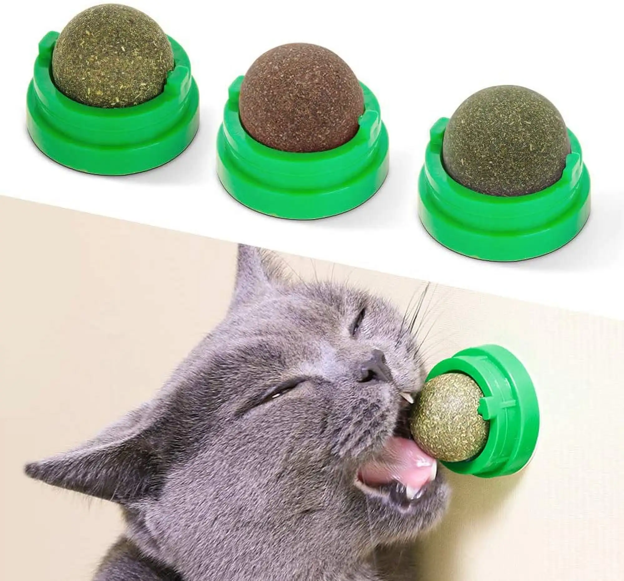 3 Silvervine Catnip Balls. Edible Kitty Toys for Cats Lick.