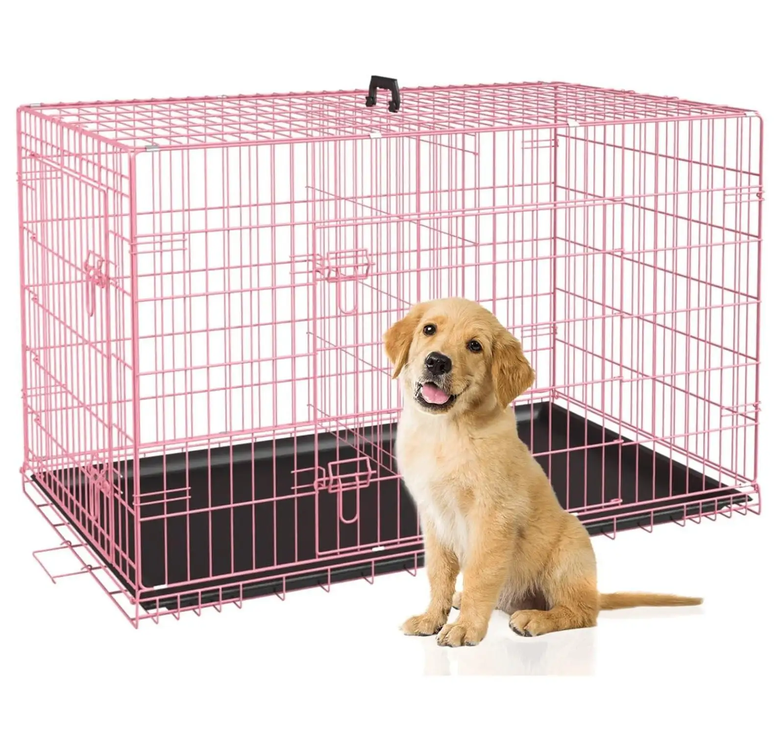 30 Inch Dog Crates for Large Dogs Folding Mental Wire Crates Dog Kennels Outdoor and Indoor Pet Dog Cage Crate with Double-Door.Divider Panel. Removable Tray and Handle.