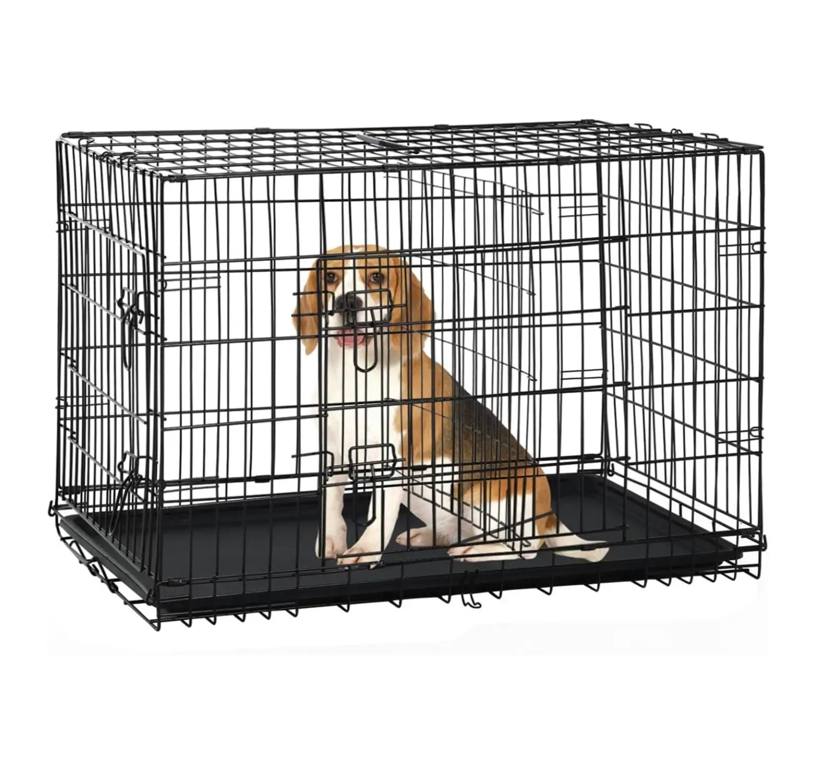 30 Inch Medium Dog Crate. Heavy Duty Dog Crates for Medium Dogs. Metal Wire Folding Dog Cage with Removable Trays. Locks. Double-Door. Divider Panel. Handle. Puppy Crate Pet Crate (30 in. Black)