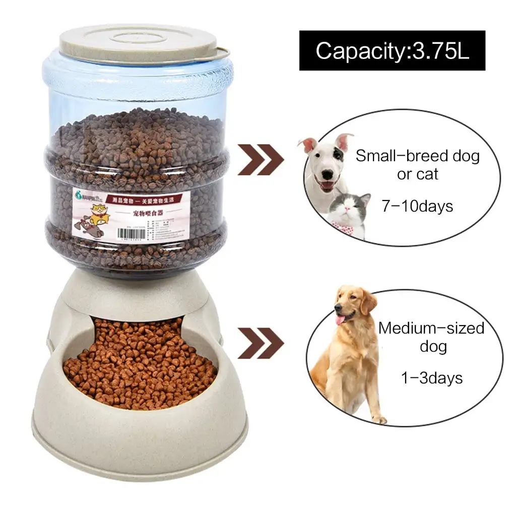 3.7L Large Capacity Plastic for Cat Dog Automatic Feeder Waterer Pet Bowl Dispen