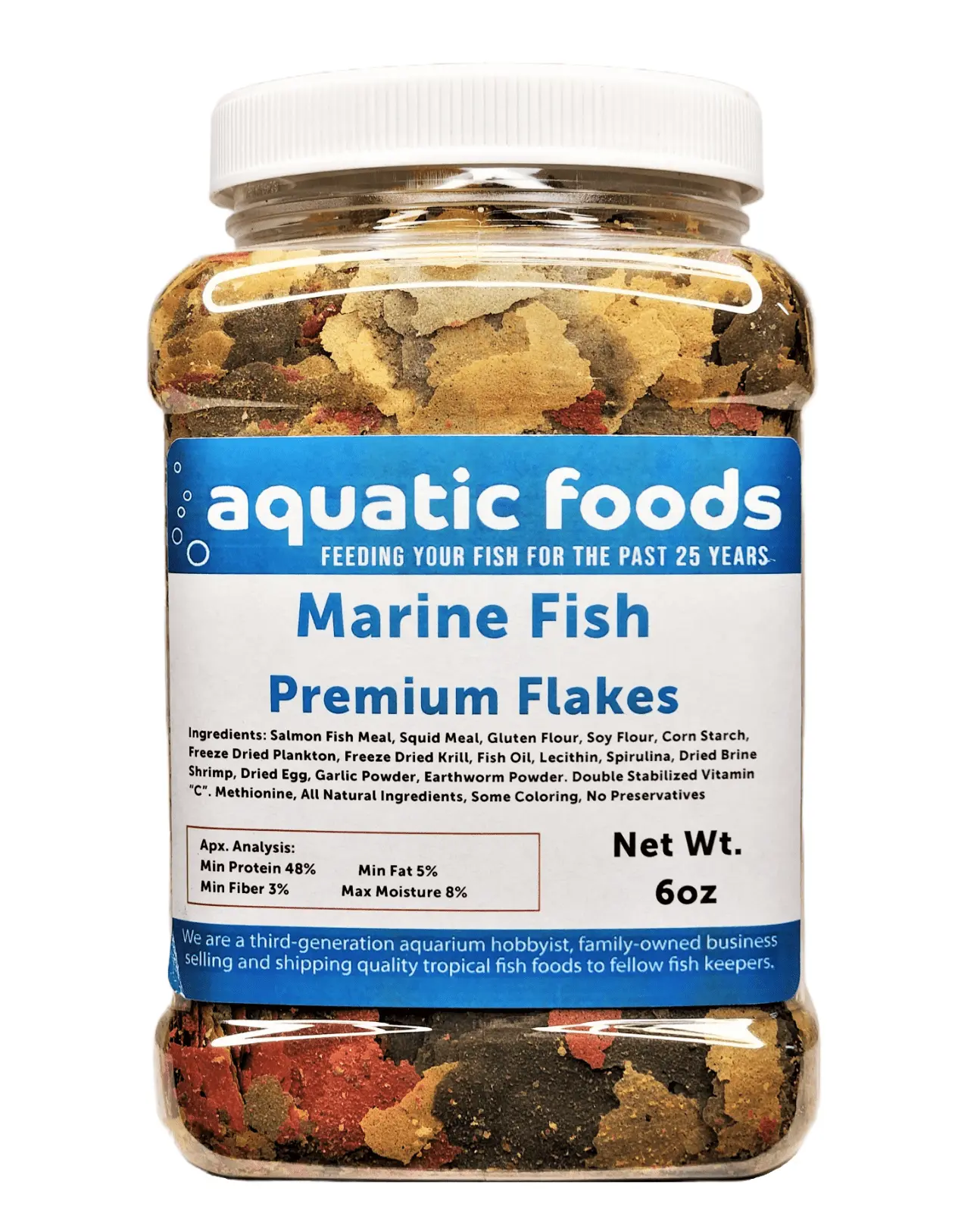 Marine Fish Premium Flakes for All Marine & Tropical Fish. Aquatic Foods Premiun Flakesa?|6oz Med Jar