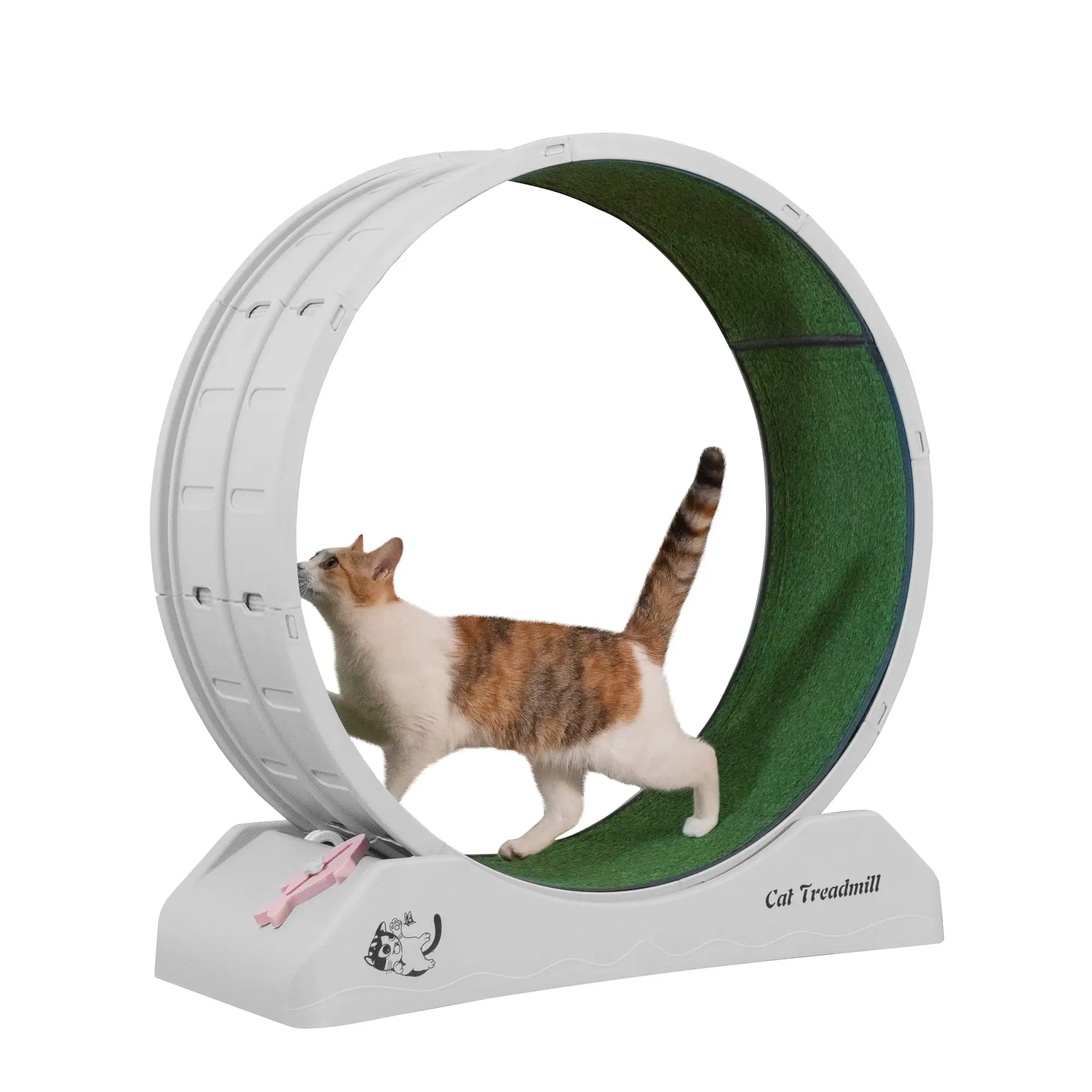 31.5 Cat Treadmill with Non-Slip Carpeted Exercise Wheels. Cat Teaser for Indoor Cats. Gray