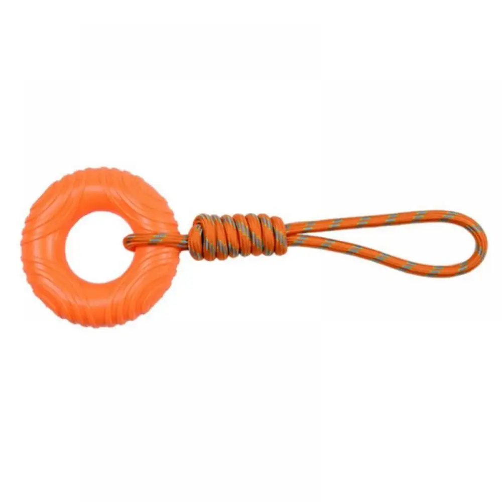 Prettyui Pet Dog'S Teeth Cleaning Nylon Rope Pull Ring Elastic Bite Resistant Toy Orange