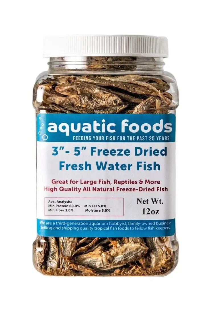 3- 5 Fresh Water Freeze Dried Fish for Piranha. Large Fish. Turtles. Cats. Sugar Glider. Marmosets. Chinchillas. Squirrels. Hamsters??12oz Med Jar