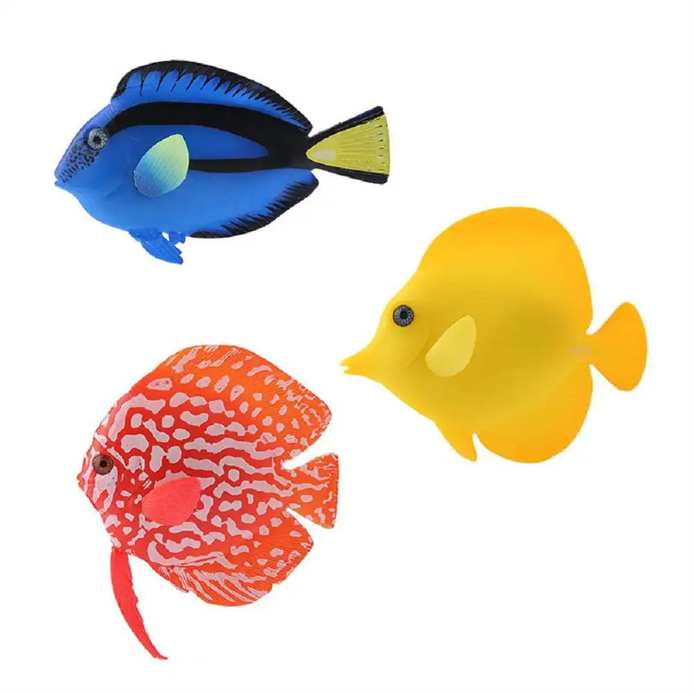 KYAIGUO Resin Fake Fish Artificial Fish 3 Styles Glowing Fish Aquascape Artificial Fish Decorations for Fish Tank Decoration 3.5*2.8inch