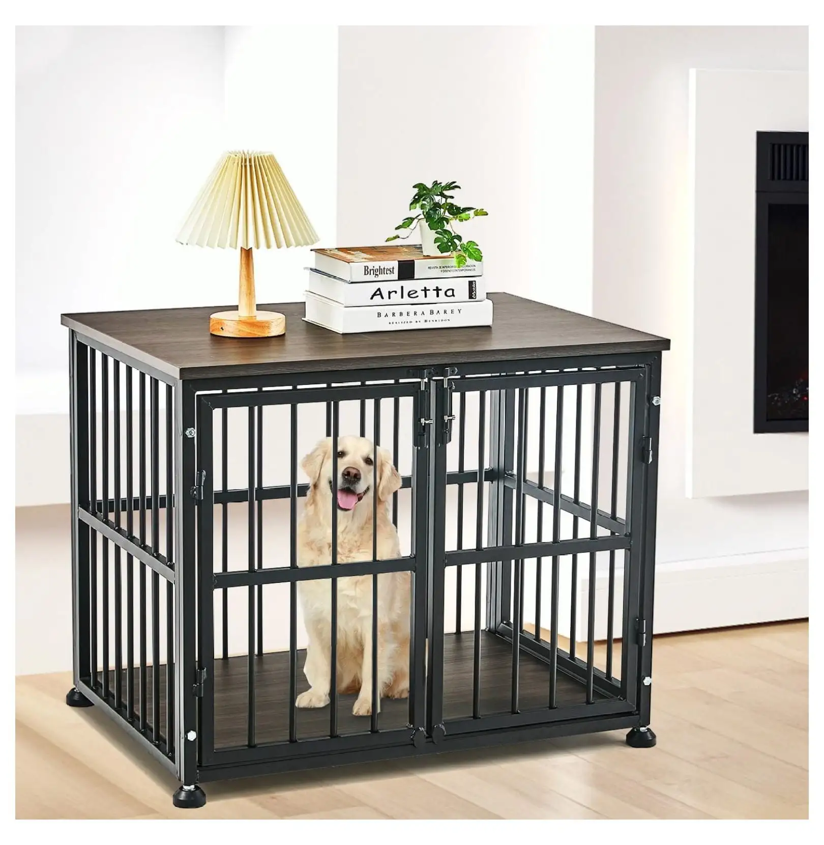 32Inch Heavy Duty Dog Crate Furniture for Medium and Large Dogs. Wooden Dog Crate End Table.Decorative Pet Crate Dog House with 3 Doors