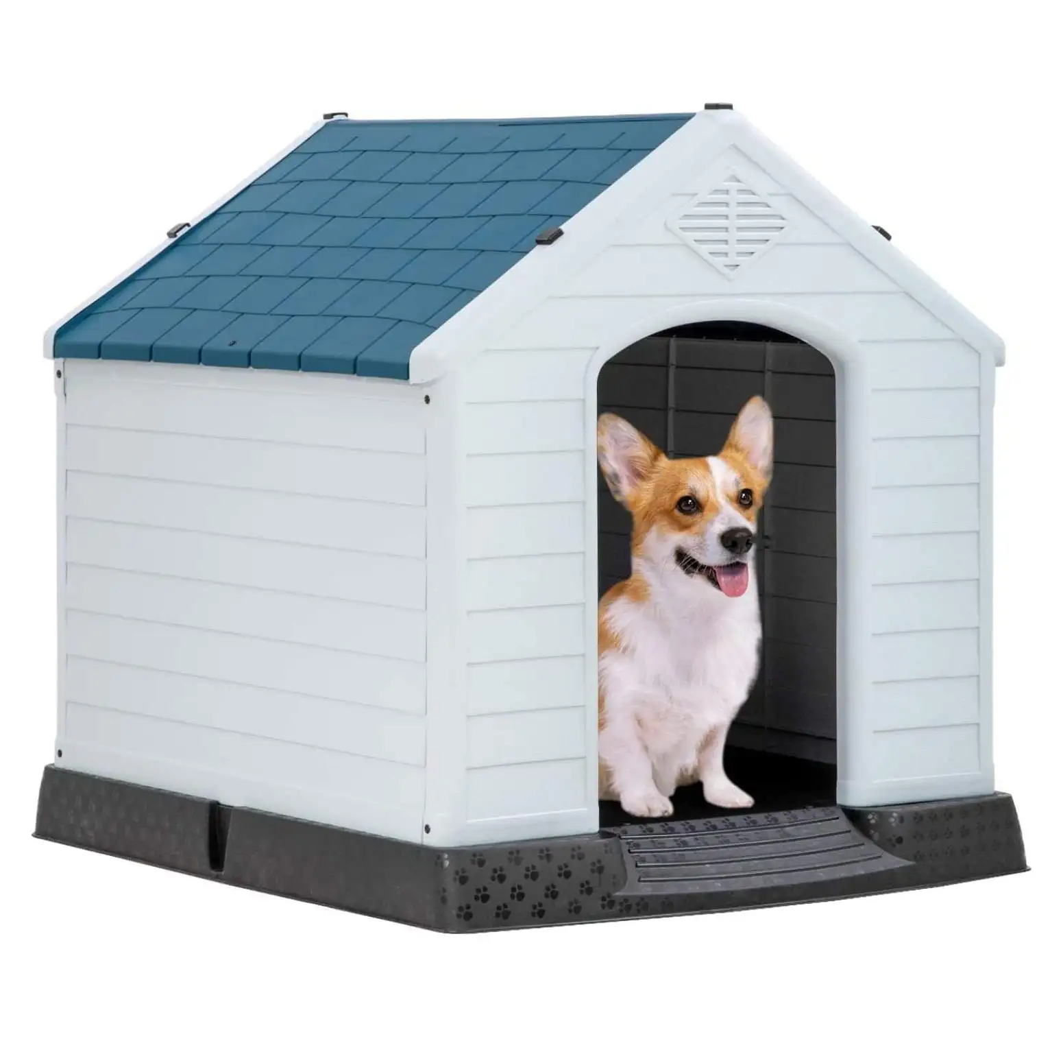 32Inch Large Dog House Insulated Kennel Durable Plastic Dog House for Small Medium Large Dogs Indoor Outdoor Weather & Water Resistant Pet Crate with and Elevated Floor