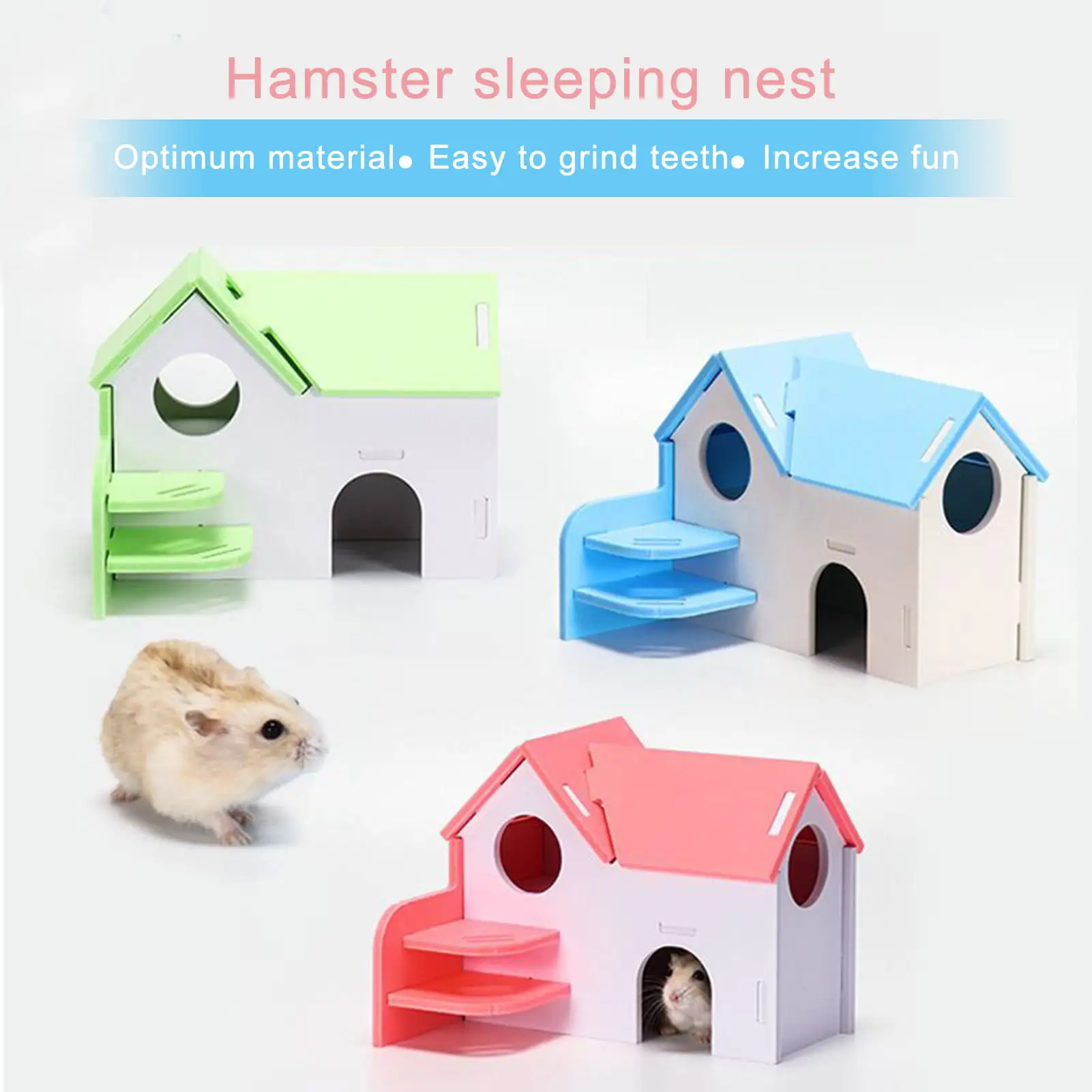 XINHUADSH Hamster Villa DIY Installation Ventilated Design Playing Toy Hamster Chinchilla House Villa Small Animal Supplies