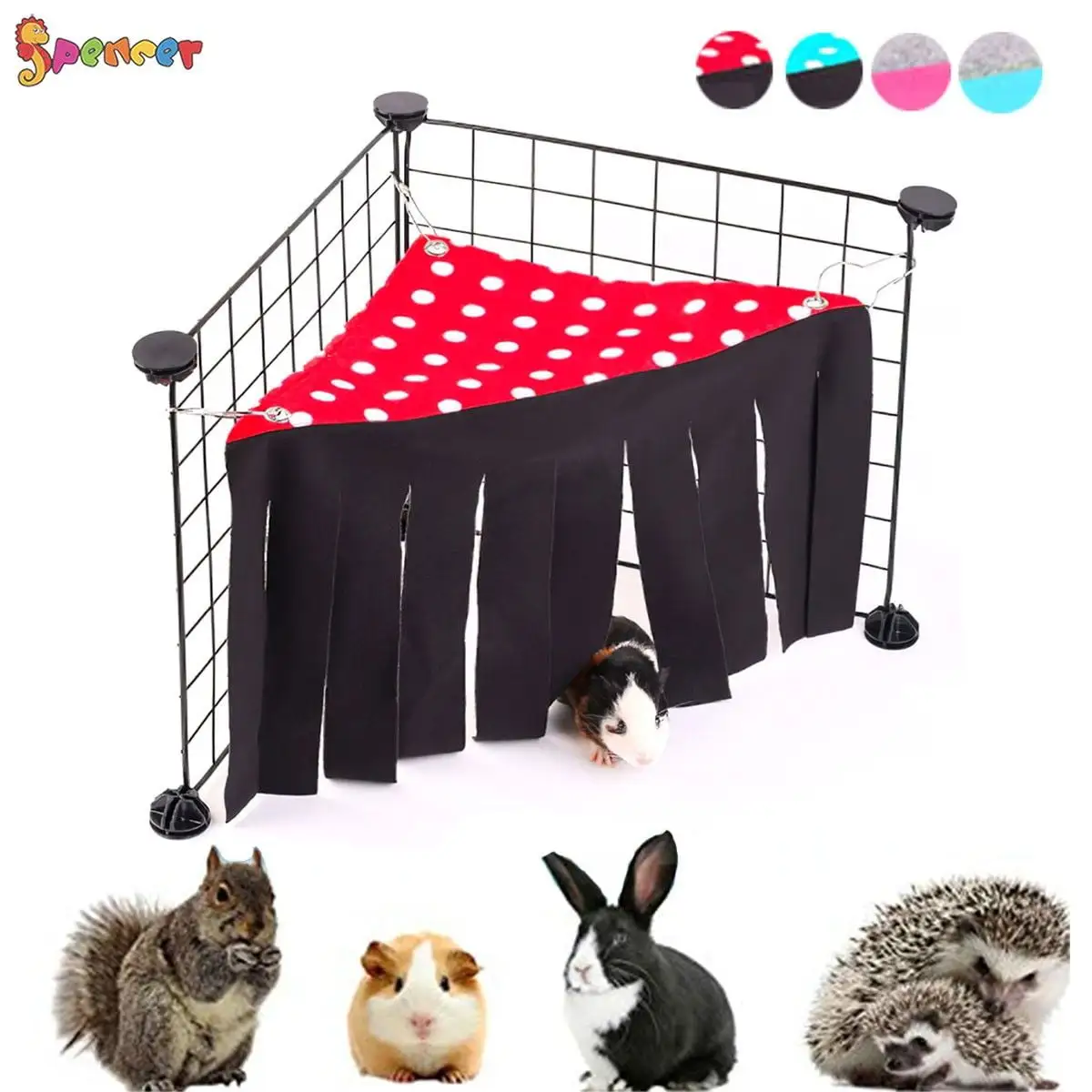 Spencer Guinea Pig Hideout Hideaway Corner Fleece Forest Hammock Peekaboo Toys Cage Accessories for Guinea Pigs Ferrets Chinchillas and Rats Without Metal Fences Red-Point