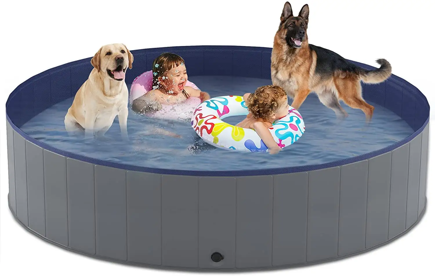 Foldable Dog Pool. Collapsible Hard Plastic Dog Swimming Pool. Portable Bath Tub for Pets Dogs and Cats. Pet Wading Pool for Indoor and Outdoor. 71 x 12 Inches