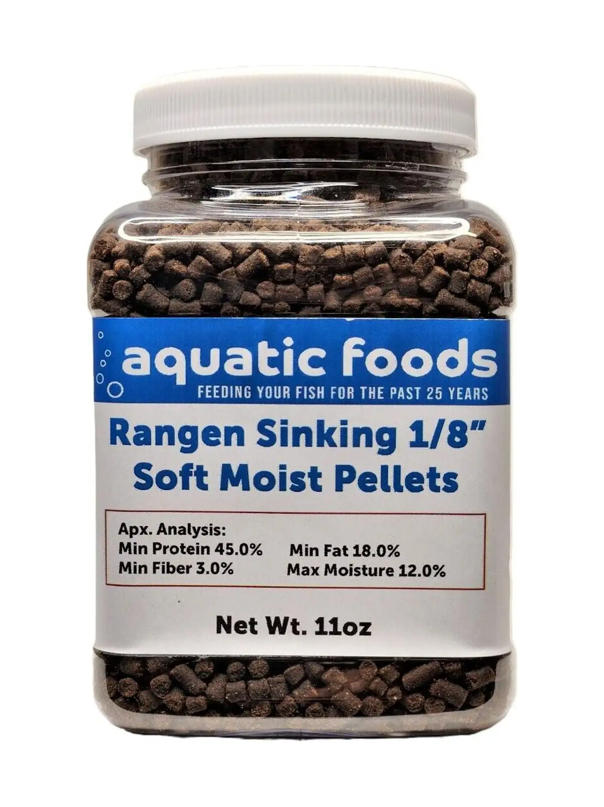 1/8 Soft Moist Sinking Rangen Salmon Pellets for Juvenile Axolotls. Shrimp. Snails. Crabs. Small Amphibians. Bottom Tropical Fish...11oz Small Jar