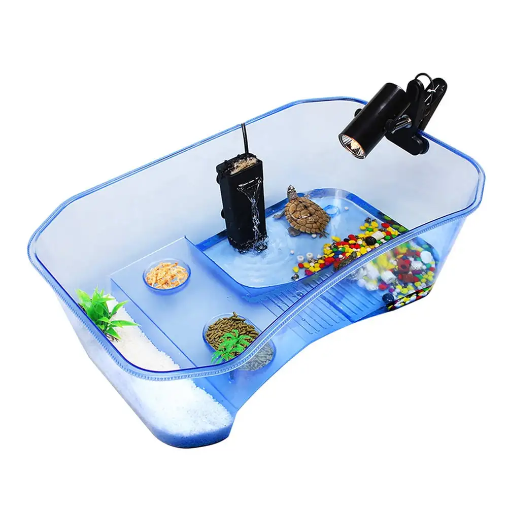 Yesfashion Turtle Tank. Turtle Aquarium Terrapin Lake with Platform Plants Tank for Pet Turtle Reptile Habitat