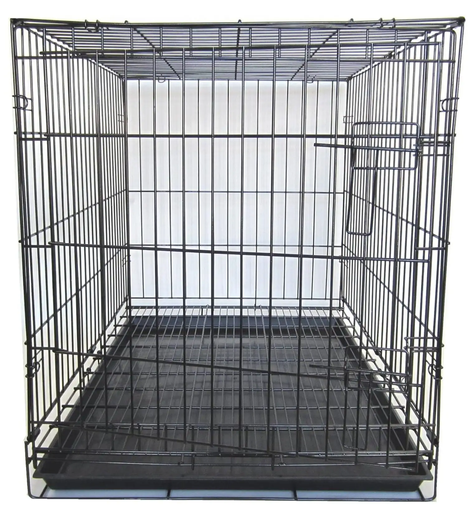 36-Inch Dog Kennel Cage with Wire Bottom Grate and Plastic Tray. Black