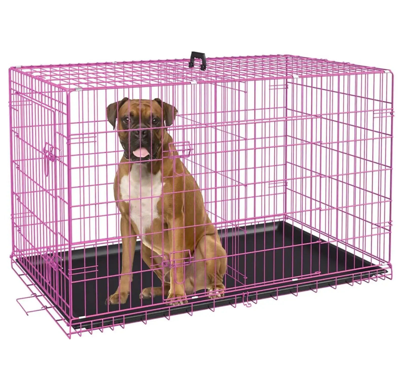 36 Inches Dog Crate Large Foldable Dog Kennel Metal Wire Pet Dog Cage with Double-Door Leak-Proof Tray Divider Panel and Handle for Dog Cat Pet. 36X25X22.5