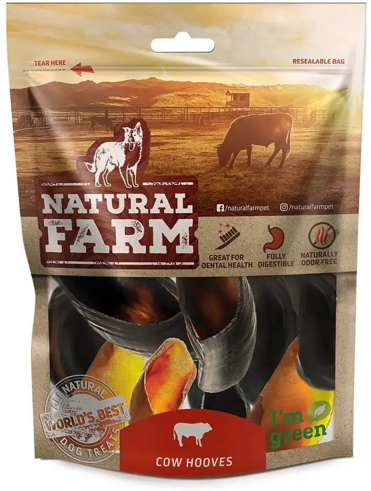 Natural Farm Cow Hooves for Dogs. 6 Pack