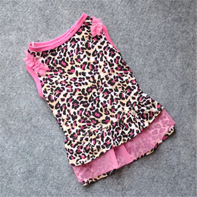 New Sweet Cute Pet Clothes Cute Leopard Summer Pet Puppy Dress Small Dog Cat Pet Clothes Apparel