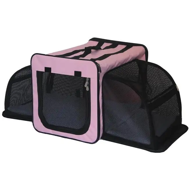 Pet Life Capacious Dual Expandable Wire Dog Crate - Pink - Medium