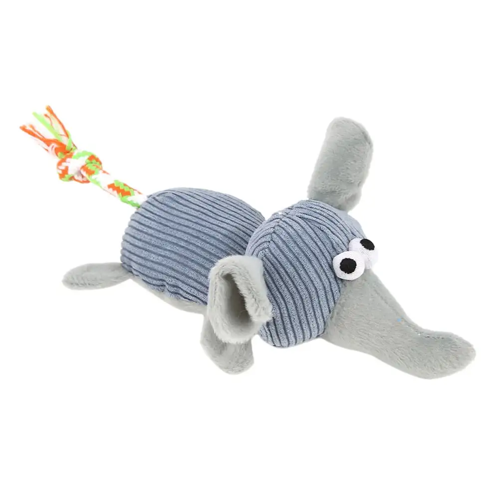 Animal Shaped Pet Dog Plush Toy Funny Squeak Sound Toy (Grey Elephant)