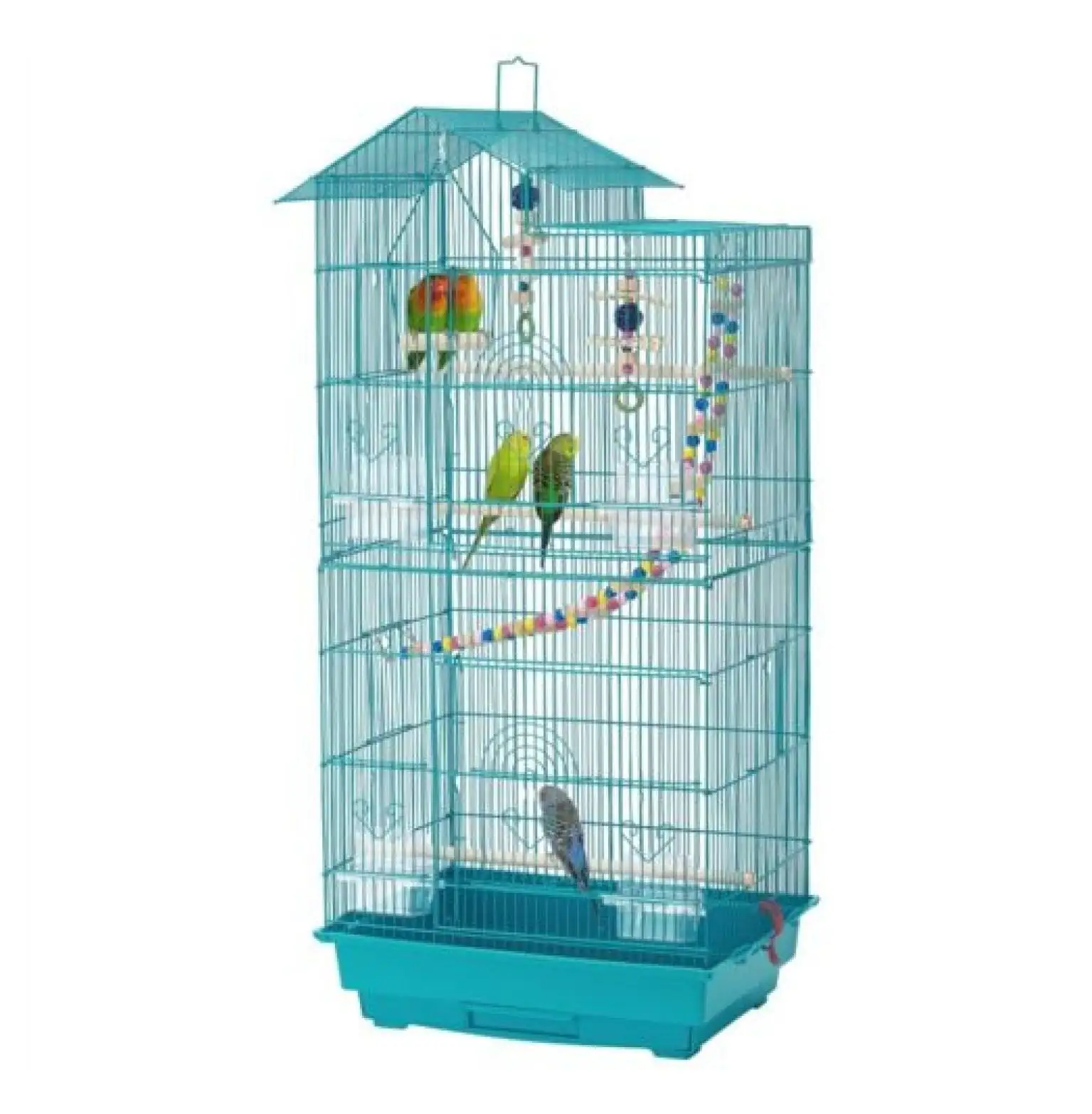 39'' Large Roof Top Parrot Cage Cage Lovebird Huge House Birdcage w/ Toys