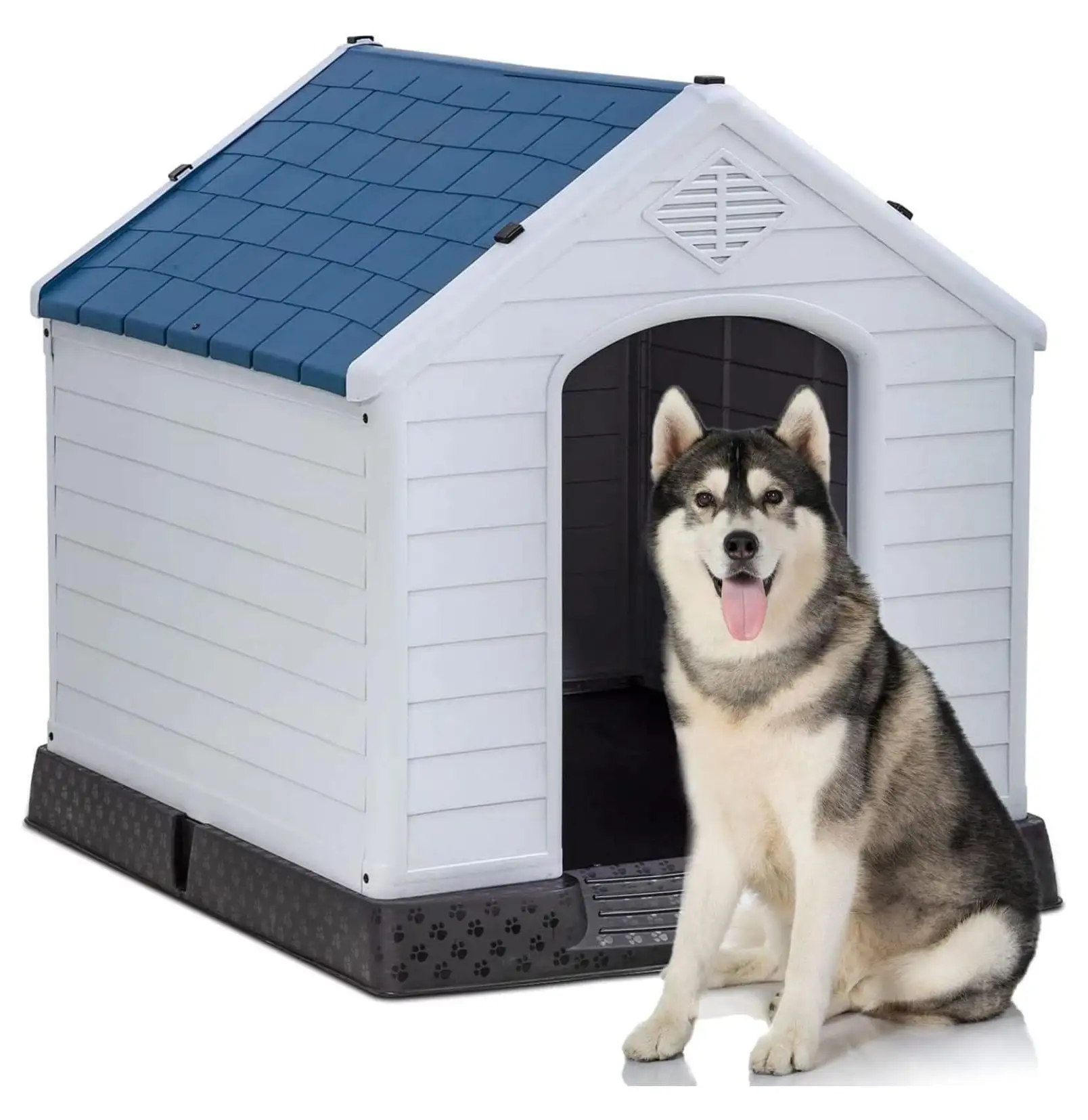 39Inch Large Dog House Insulated Kennel Durable Plastic Dog House for Small Medium Large Dogs Indoor Outdoor Weather & Water Resistant Pet Crate with and Elevated Floor.Blue