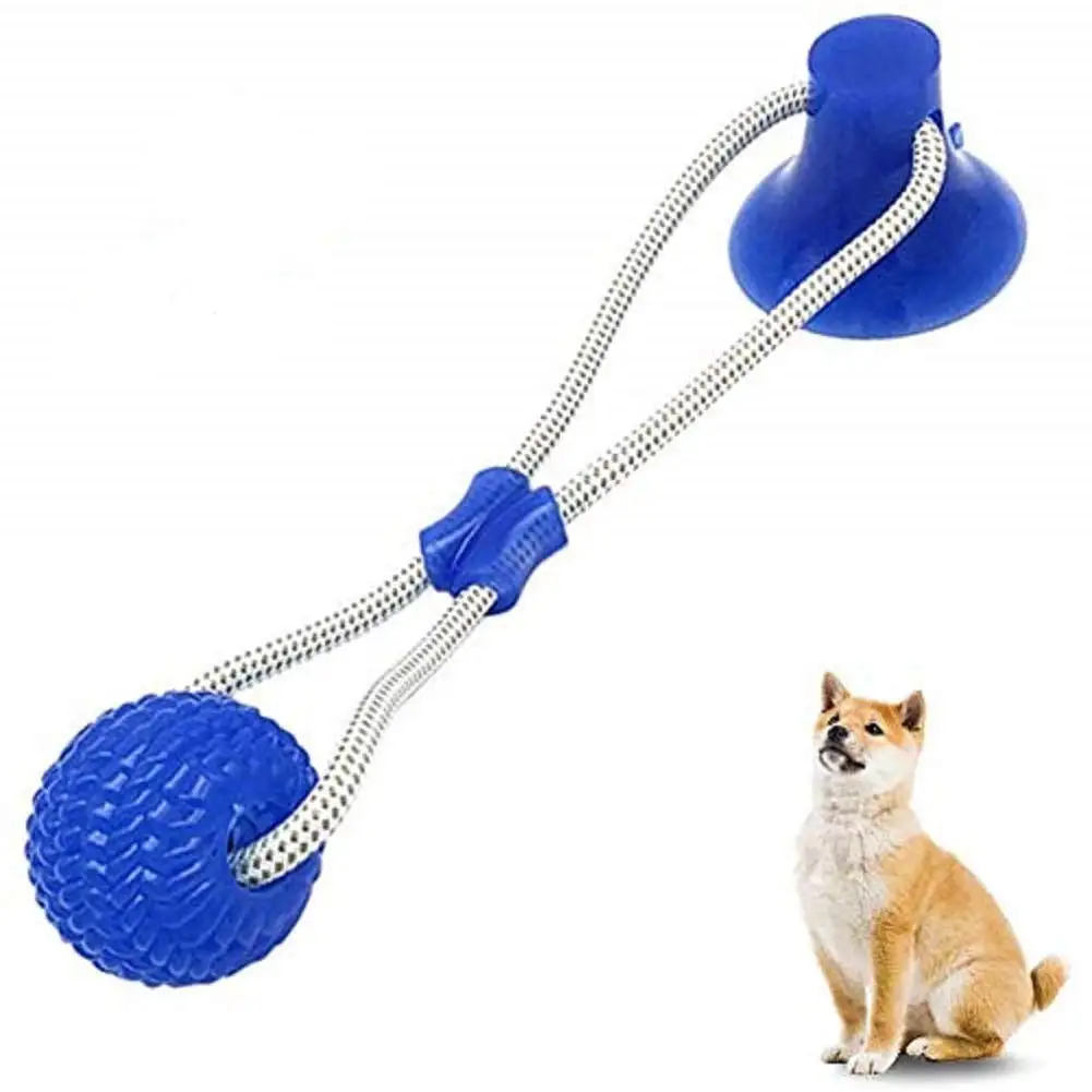 Pet Molar Bite Toy. Multifunction Interactive Ropes Toys. Self-Playing Rubber Chew Ball Toy with Suction Cup. Teeth Cleaning Tool for Dogs Cats