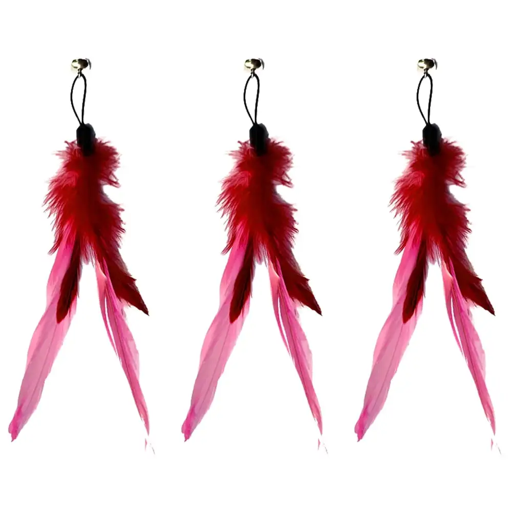 3pcs Feather replacement head cat toy interactive toy.Pink