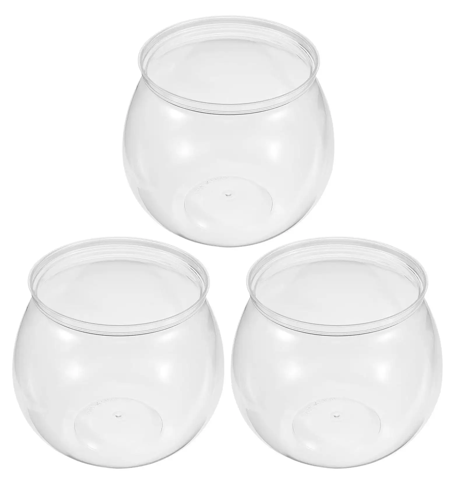 3pcs Plastic Fish Bowls Transparent Small Plastic Fish Shatterproof Fishbowl Small Fish Clear Round Plastic Aquarium for Betta Fish Goldfish Candy Wedding Party Favor Desktop