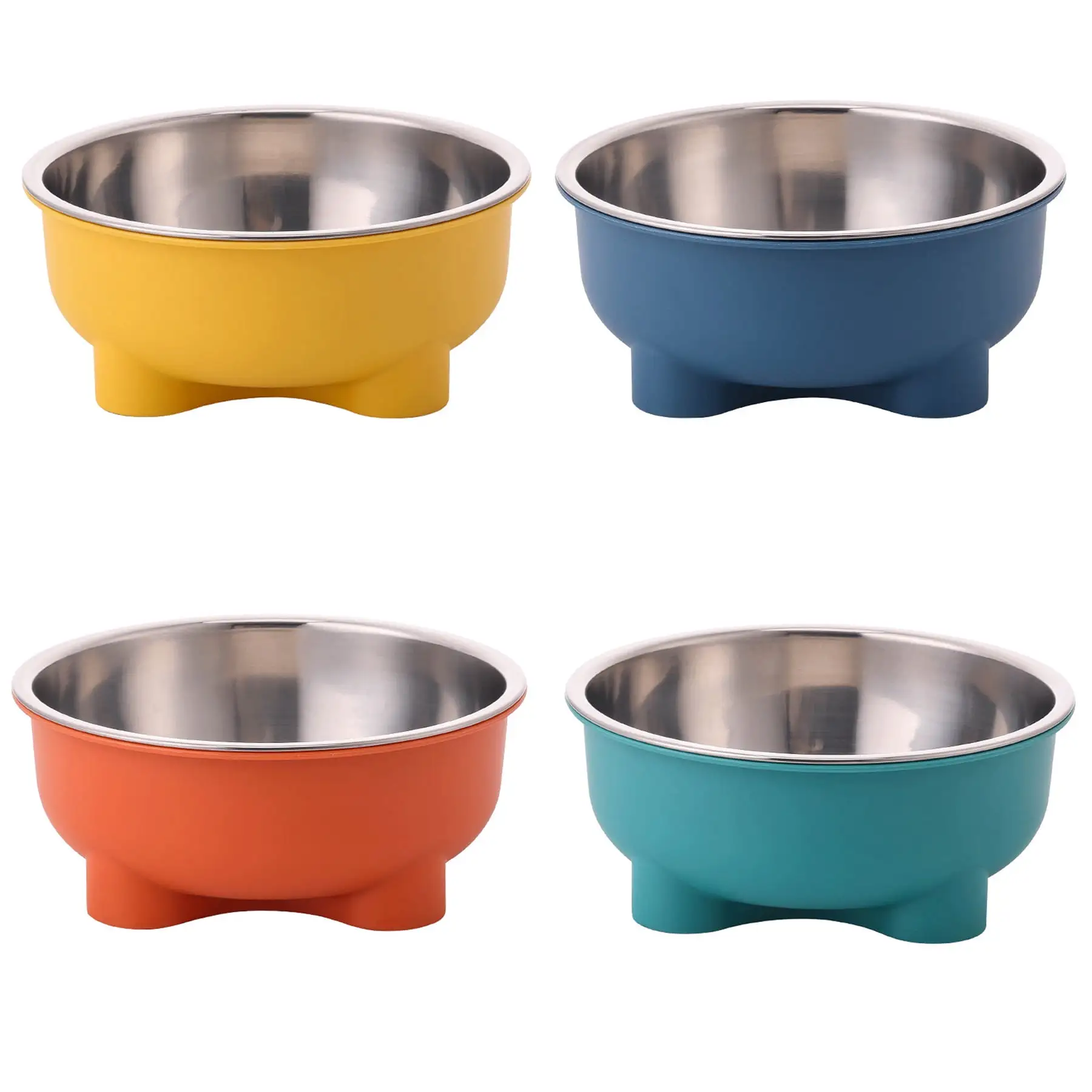 4 PCS Small Dog Bowl. Stainless Steel Dog Food Bowl with Anti-Slip Silicone . Metal Dog Bowls Feeding Bowls for Cats Pets Puppy Small Medium Dogs