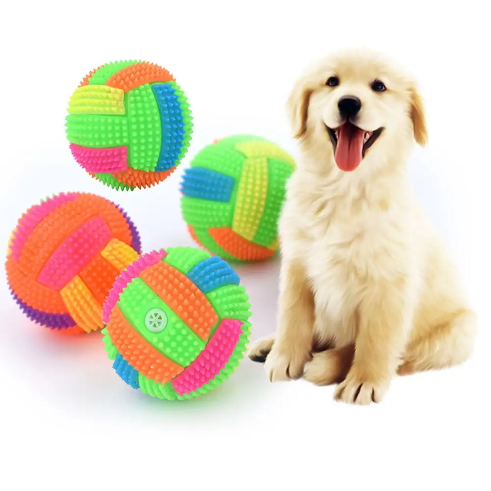 4 Pcs Light Up Dog Balls. Glow in The Dark Dog Balls Interactive Dog Toys Fun Flashing Elastic Ball Spiky Dog Ball Bounce-Activated Puppy Toys Toss Fetch Balls for Puppy (Spiky Dog Ball)