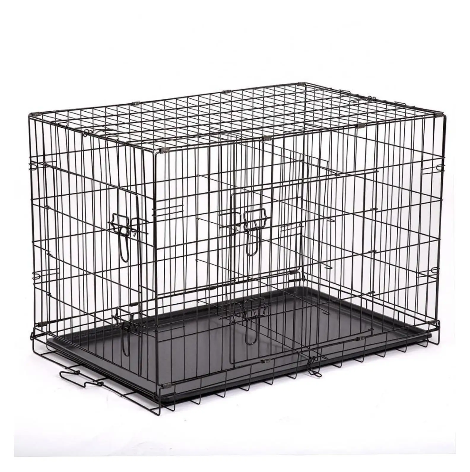 /42/36/30/24 Pet Kennel Cat Dog Folding Crate Wire Metal Cage w/ Divider