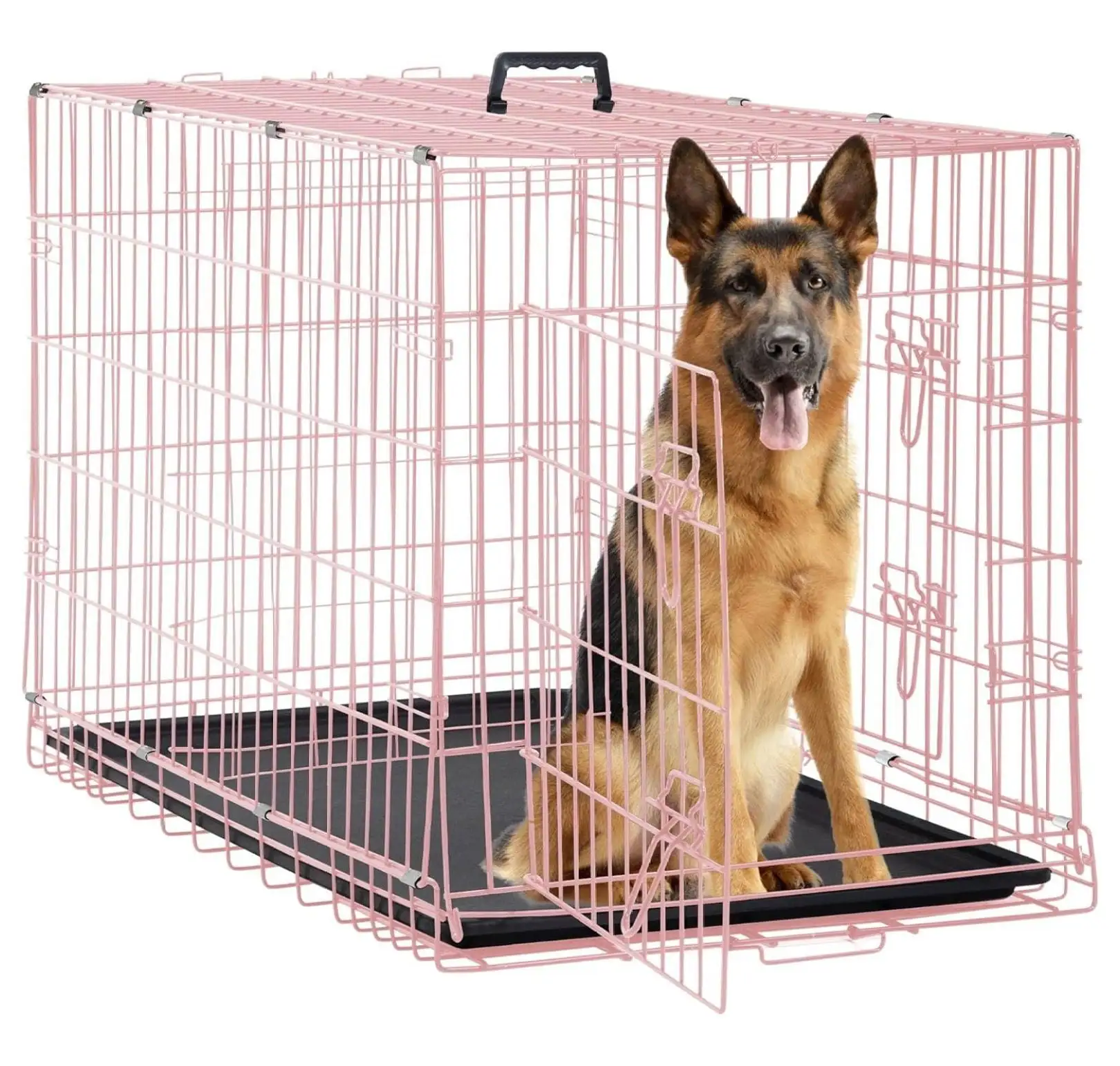 42 Inch Dog Crates for Medium Dogs Large Dog Cages for Large Dogs Indoor/Outdoor.Dog Kennel with Divider Panel Collapsible Medium Dog Crate for Small Dogs Pet Crate with Plastic Tray and Handle()