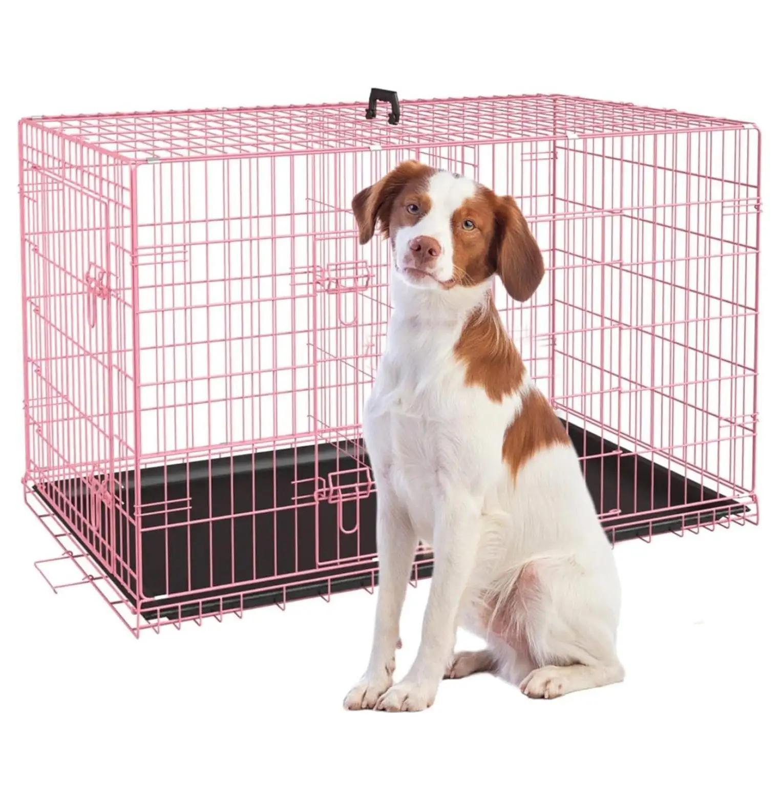 42 Inch Extra Large Dog Crate. Heavy Duty Dog Crates for Large Dogs. Metal Wire Folding Dog Cage with Removable Trays. Locks. Double-Door. Divider Panel. Handle. XL Dog Crate Pet Crate (42 in. )