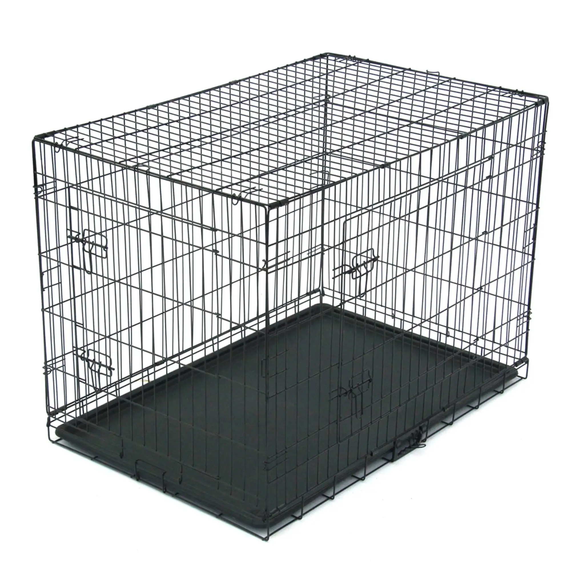 42 Wire Dog Crate with Tray. Pet Kennel Cat Folding Steel Animal Playpen. Black