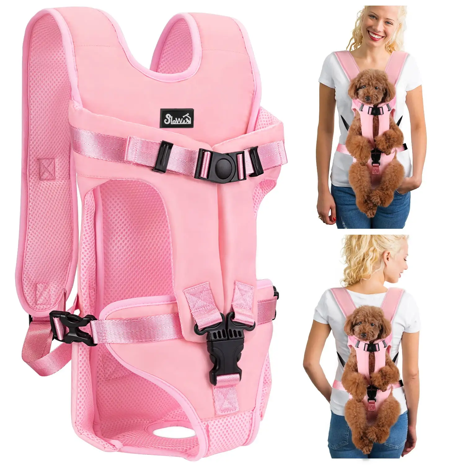 AUTOWT Dog Carrier Backpack. Adjustable Pet Dog Front Carrier. Legs Out & Easy-Fit & Breathable Dogs Safety Carrier Travel Bag for Puppy Small Medium Dogs for Camping Hiking Cycling