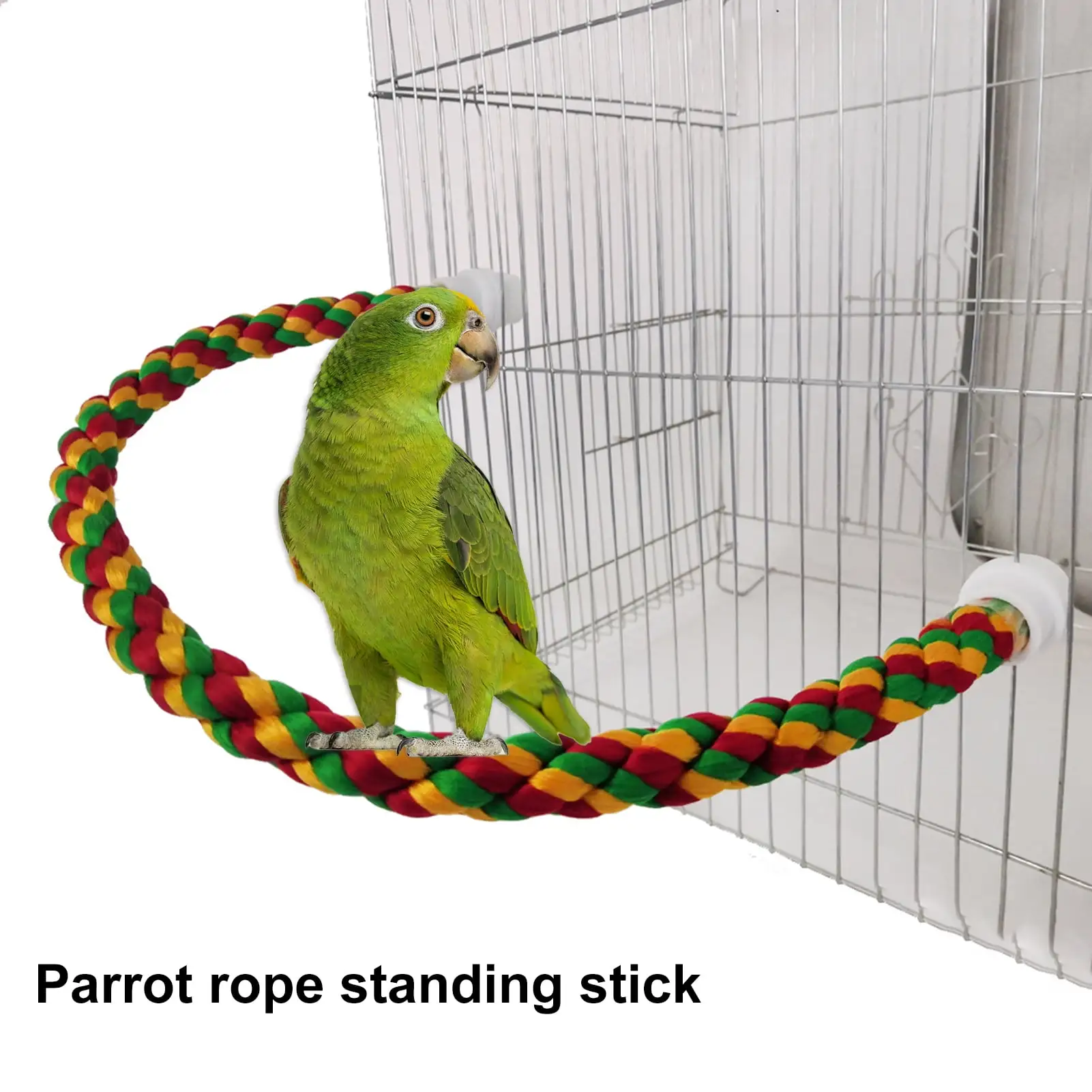 Visland Bird Stand Perch. Cotton Rope Bite Resistant Safe Durable Paw Grinding Climbing Pet Standing Stick Cage Accessories for Parrots Parakeets Cockatiels Lovebirds Sun Conures Caique African Grey