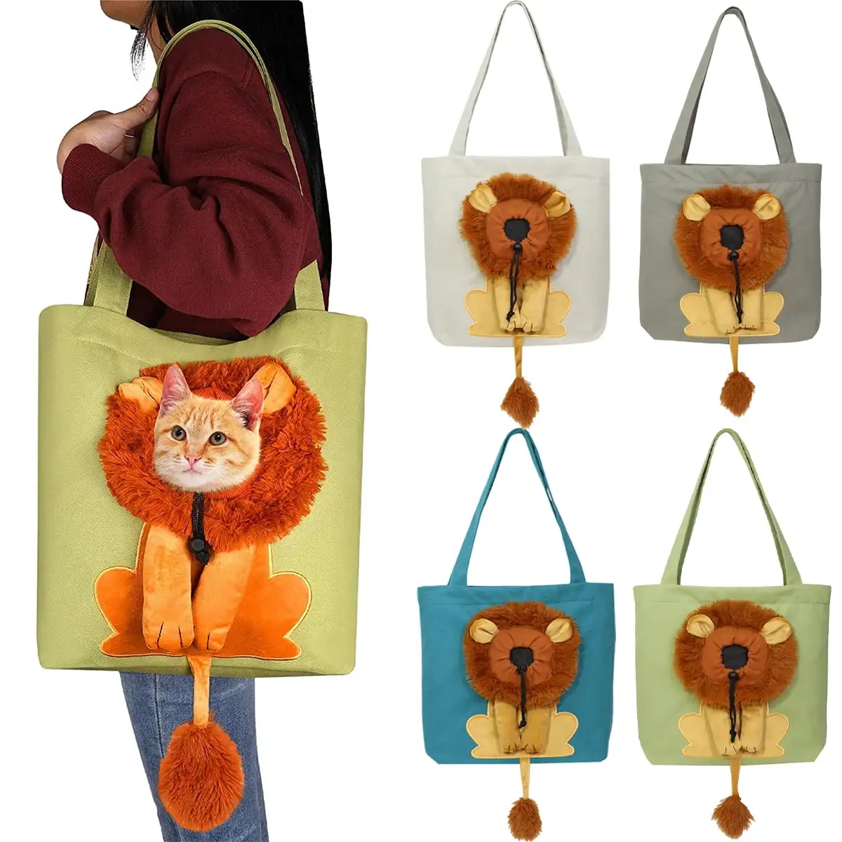 Pet Carrier Bag. Cute Lion-Shaped Shoulder Bag Portable Pet Carrying Chest Bag for Small Dogs and Cats Pet Supplies