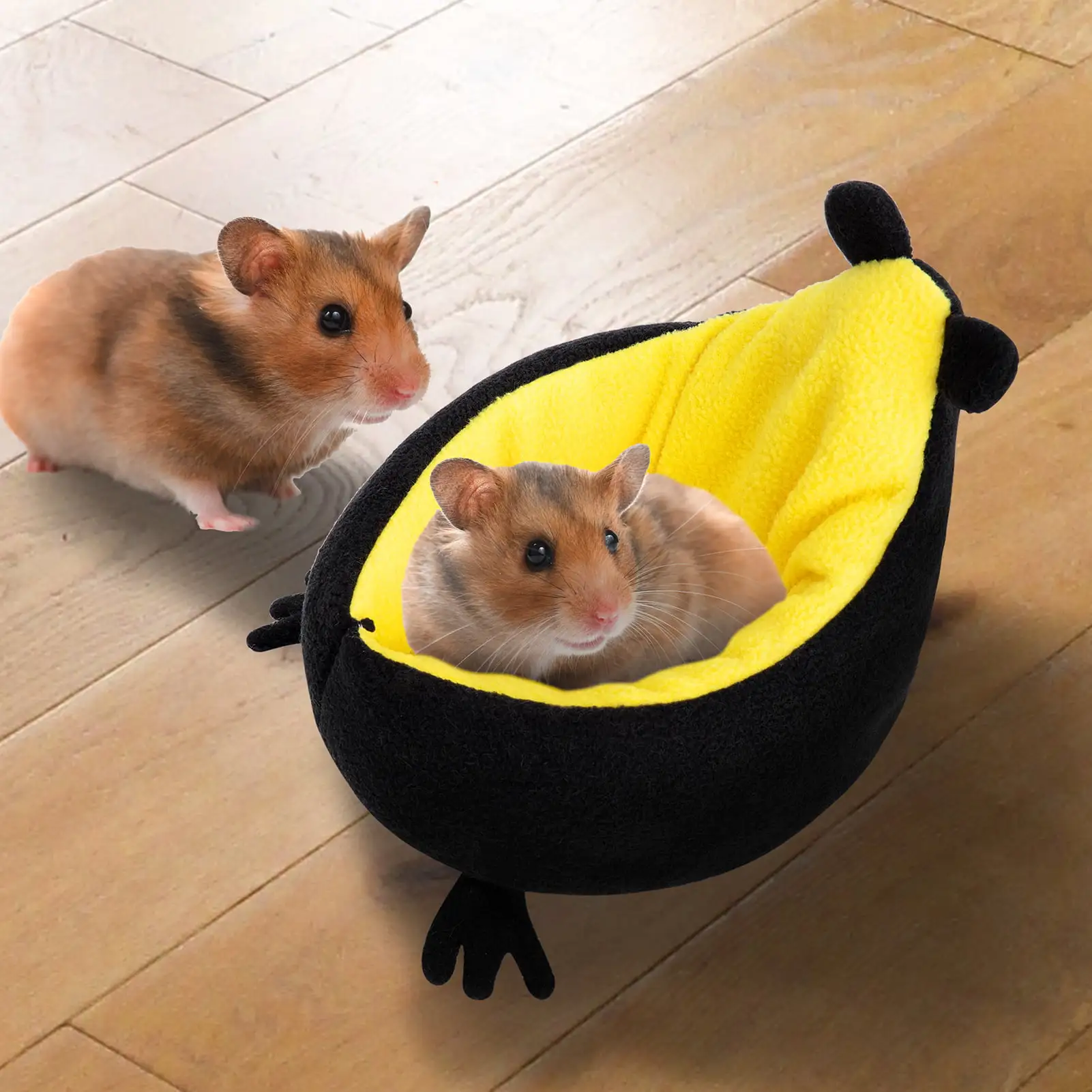 Warm Small Pet Animals Bed Dutch Pig Hamster Cotton Nest Hedgehog Rat Chinchilla Guinea Habitat Mini House. Yellow Banana