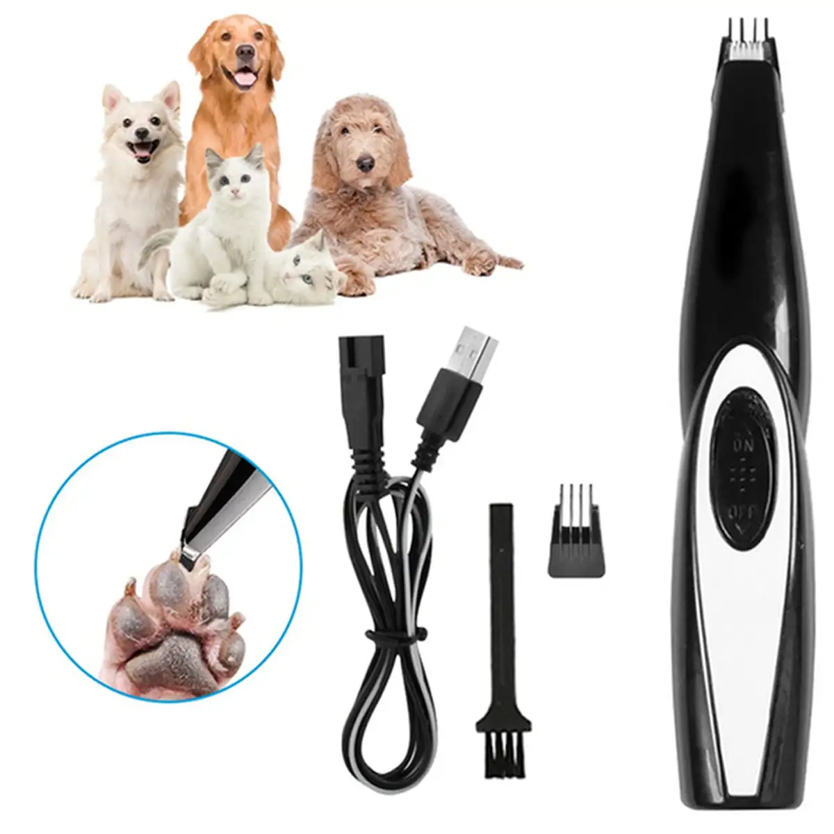 QingY-Low Noise Electric Pet Trimmer Dog Grooming Nail Clippers Dog Cat Feet Paw Shaving Device