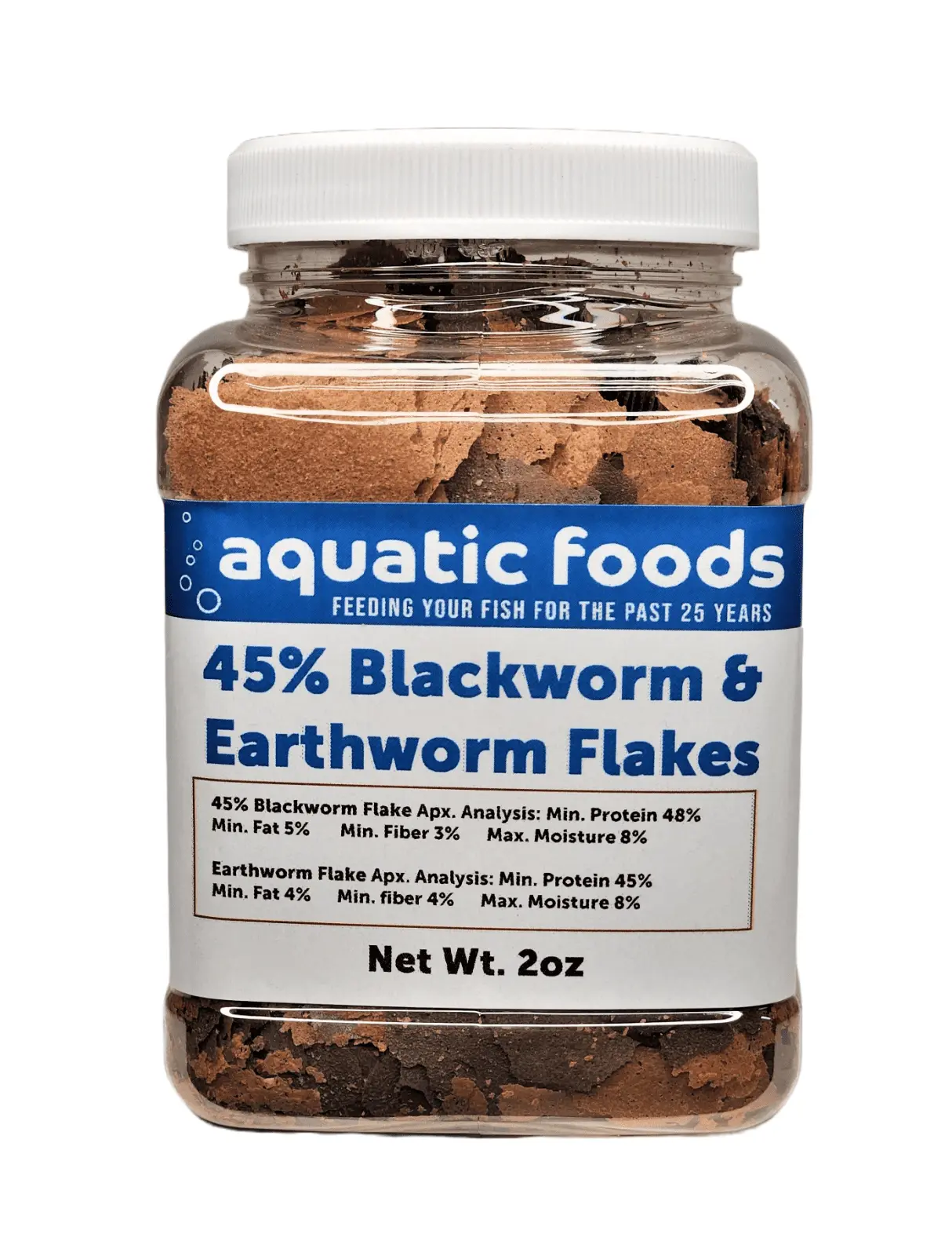 45% Blackworm Flake & Earthworm Flake Mix for Discus. Cichlids. All Tropical Fish. Aquatic Foods Premiun Flakesa?|2oz Small Jar