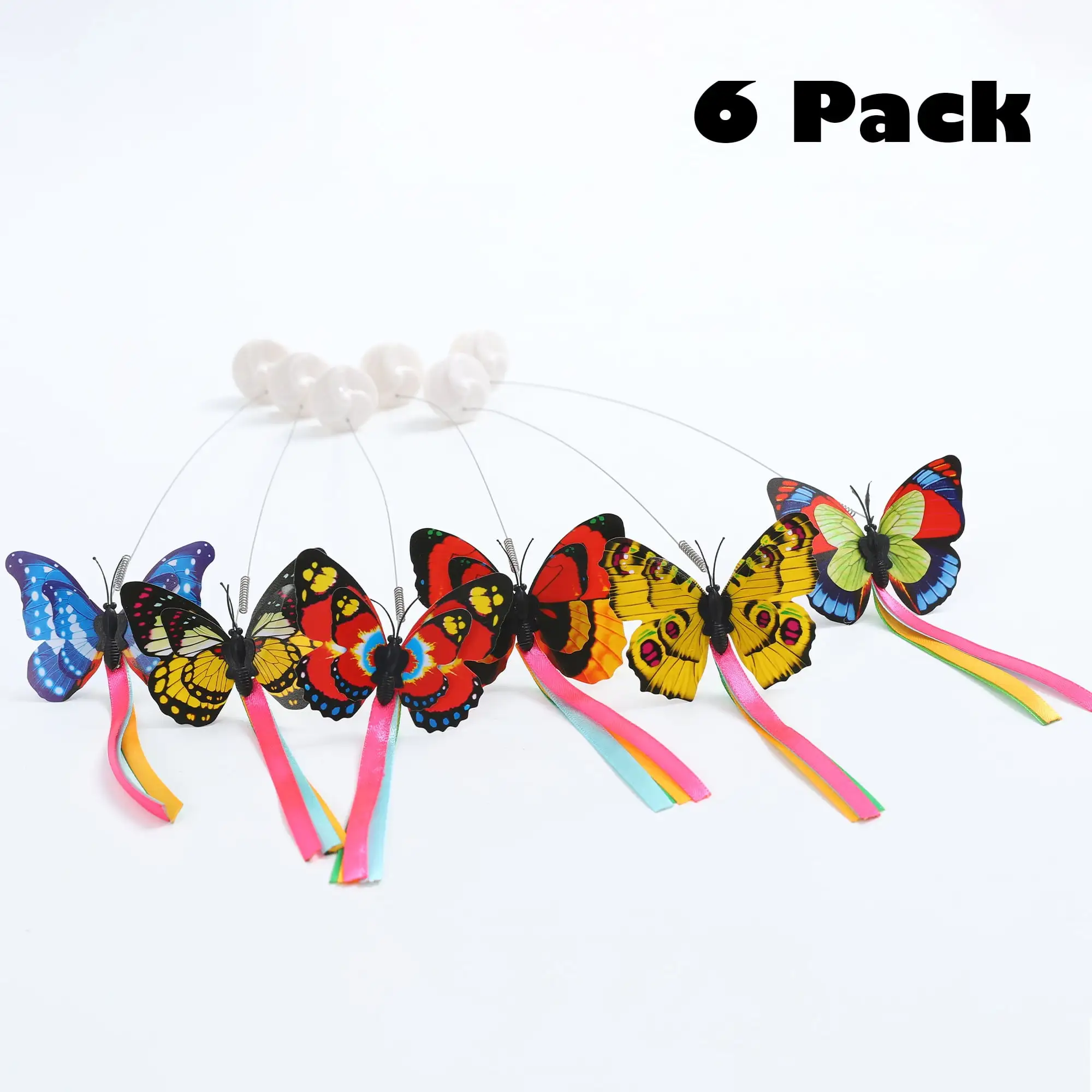 Suhaco Cat Toys Interactive Butterfly Cat Toy Accessories Kitten Toys for Indoor Cats 6 Pack