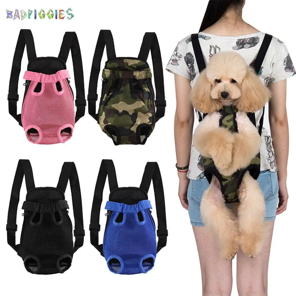 BadPiggies Pet Carrier Backpack Adjustable Front Cats Dogs Legs Out Carrier Travel Bag for Small Medium Puppies (L. Pink)