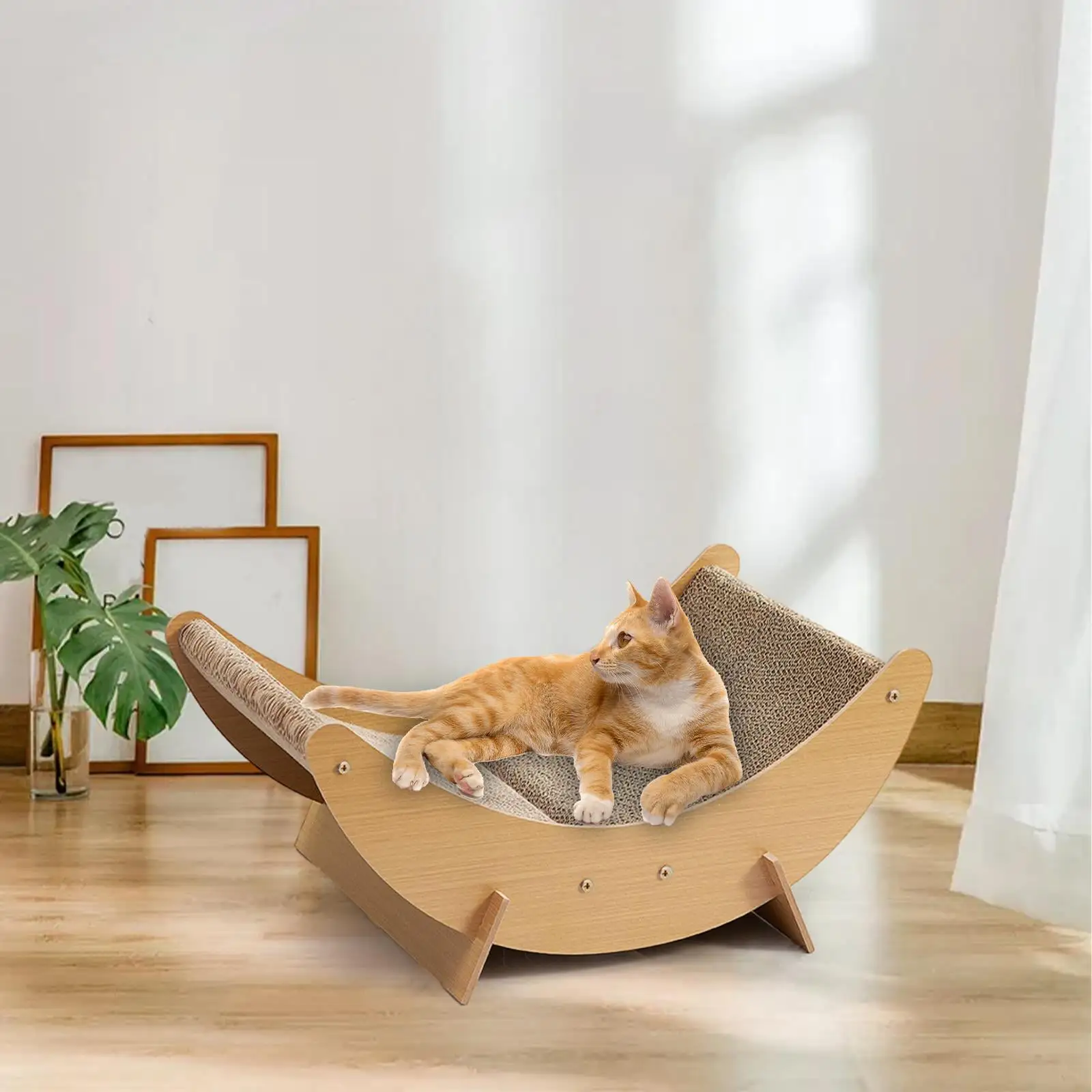 Cat Scratcher Cardboard Lounge Chair Rest Novelty Sleeping Protect Furniture with Stand