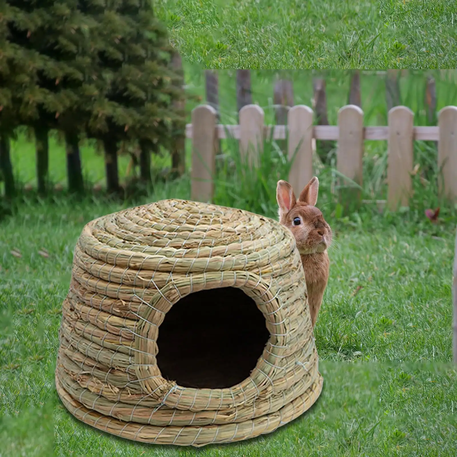 Woven Rabbit . Stable Lay Hay Bed Shelter Hut Hideaway .Cottage Hideout Chew Toys for Hamster Ferret Guinea Pig Squirrels Medium