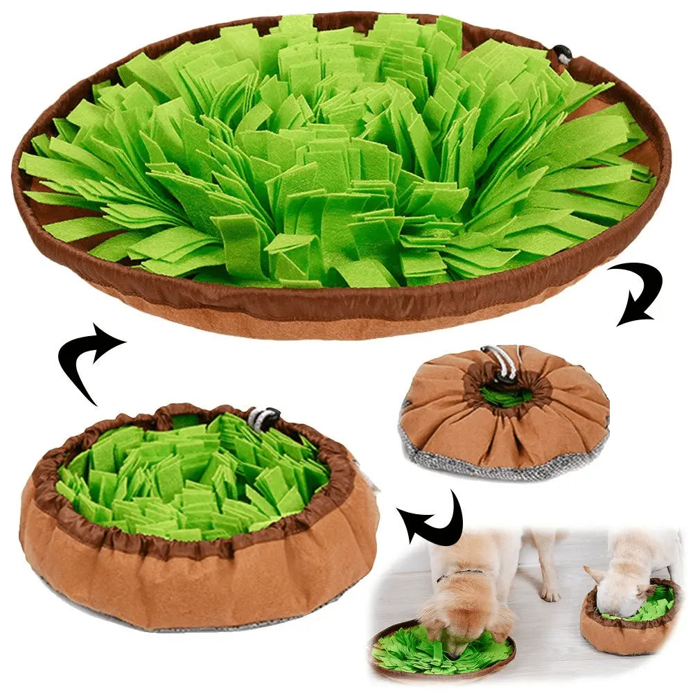 Pet Snuffle Mat for Dogs. Interactive Feed Game for Boredom. Encourages Natural Foraging Skills for Cats Dogs Bowl Travel Use. Dog Treat Dispenser Indoor Outdoor Stress Relief