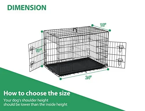 48'' Foldable Metal Wire Dog Crate Double Door. Folding Portable Dog Cage. Collapsible Heavy Duty Extra- w/Leak-Proof Pan/Divider/Handle. Dog Kennel for Extra-Large Dogs Indoor