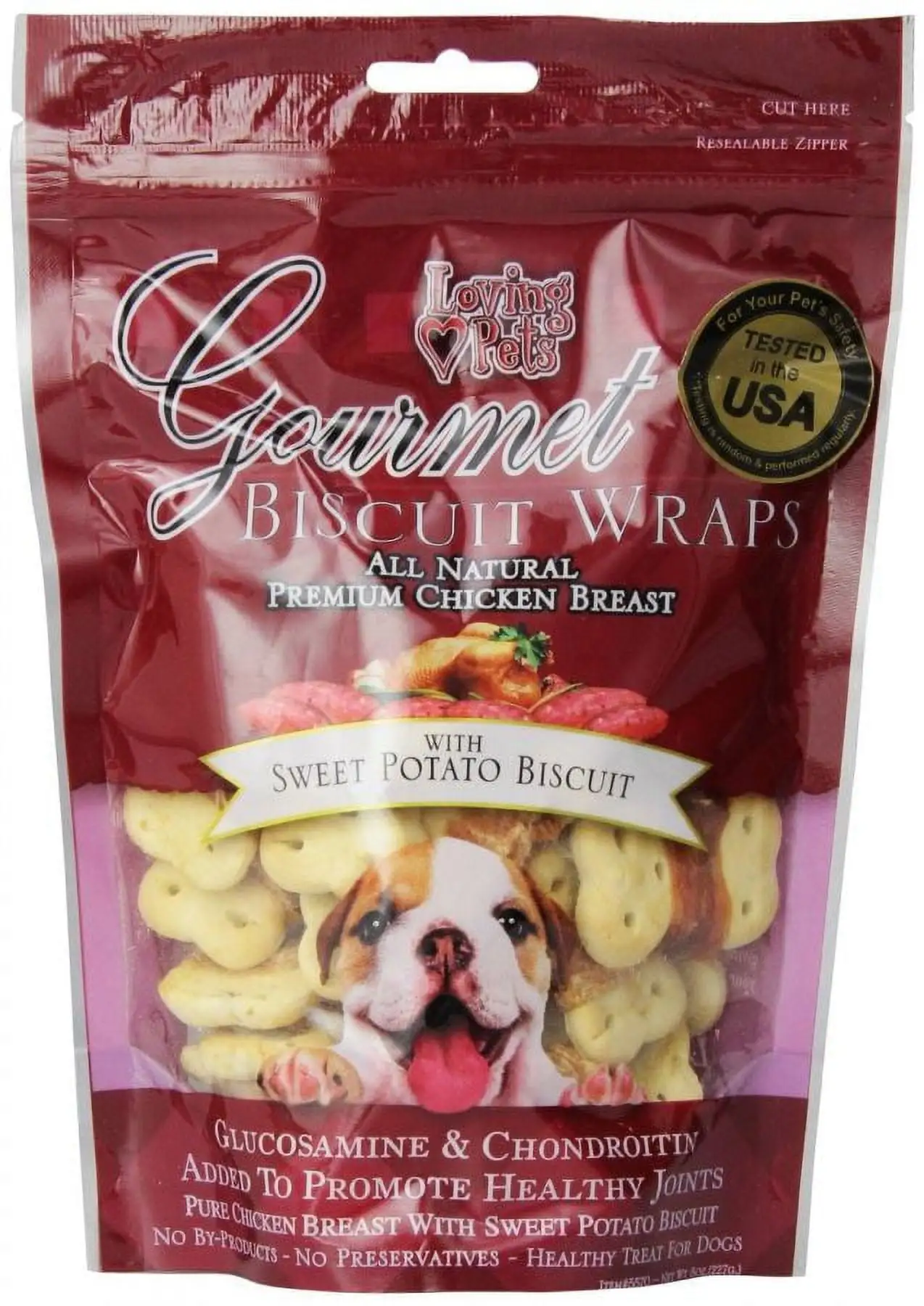 48 oz (6 x 8 oz) Loving Pets Gourmet Biscuit Wraps with Sweet Potato Biscuit