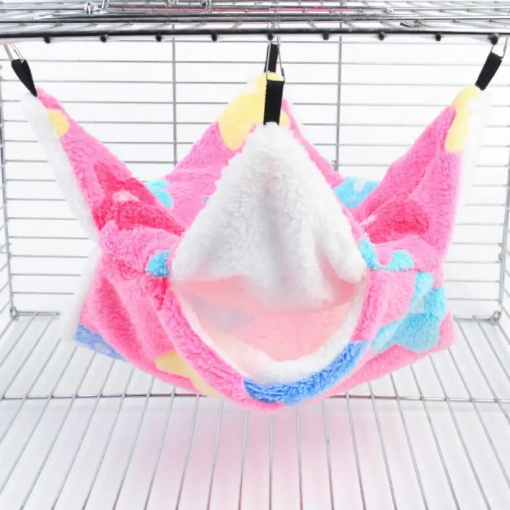 Catlerio Small Pet Cage Hammock. Double-Layer Sugar Glider Hammock Bed. Warm Fleece Cage Hanging Hammock. Pet Swinging Bed for Chinchilla Parrot Guinea Pig Ferret Squirrel Hamster Rat Playing Sleeping