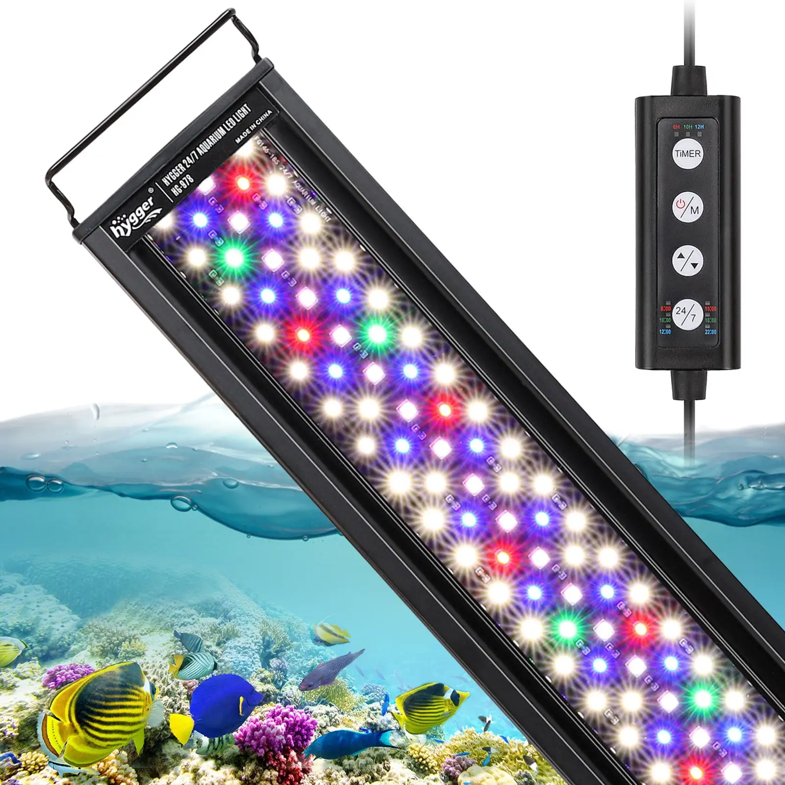 hygger 36W Advanced LED Aquarium Light. Full Spectrum Fish Tank Light. 24/7 Lighting Cycle Timer 6 Colors 5 Intensity Customize. for Freshwater Planted Tank