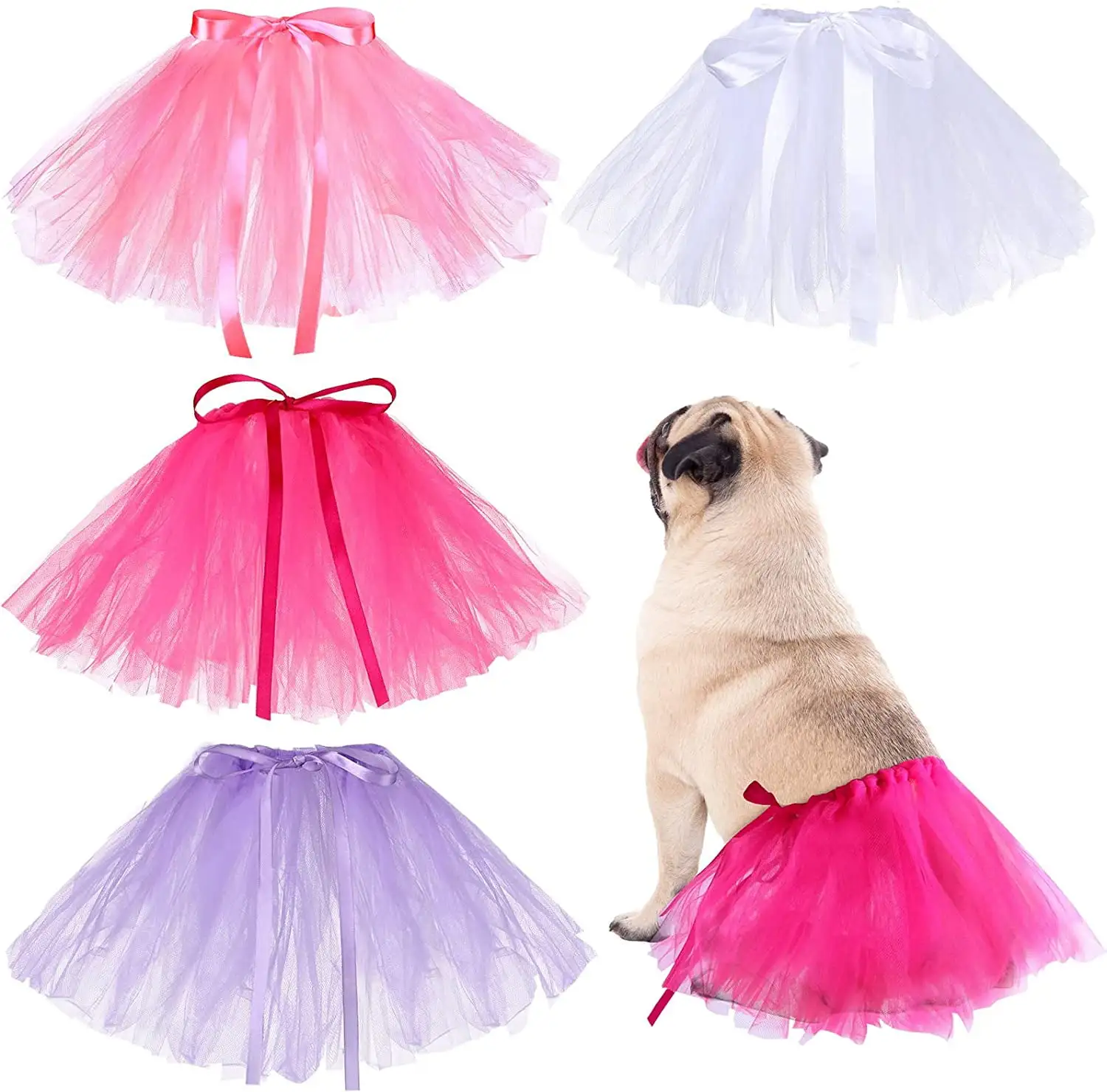 4PCS Dog Tutu for Large Medium Small Dogs Tutu Skirt Tulle Ballerina for Puppy Dog Cute Birthday Dresses Costume for Dogs Cats Pets Dress Supplies